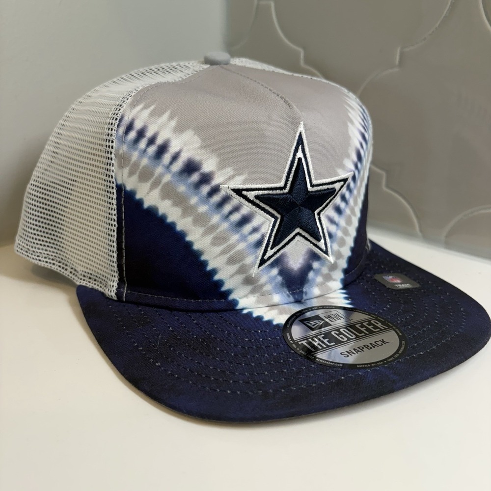 Dallas Cowboys New Era The Golfer Navy Silver Adjustable SnapBack Hat Cap OSFM